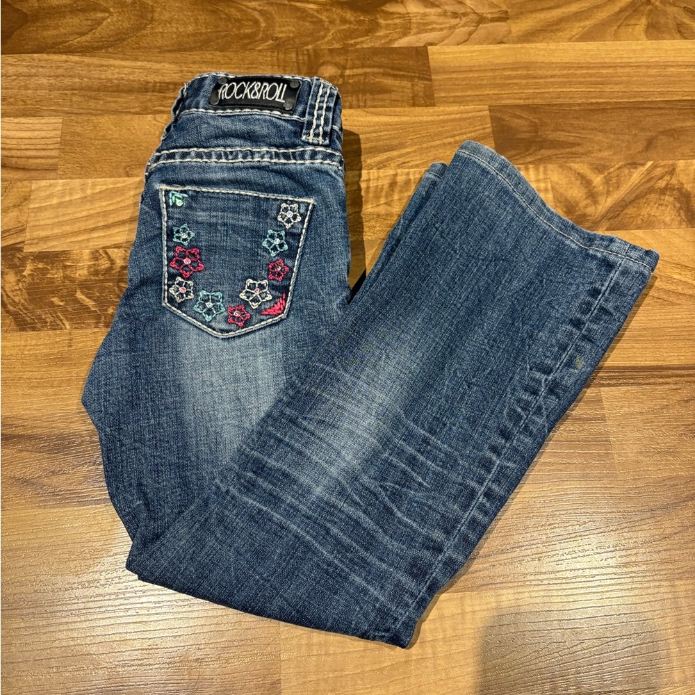 Rock & Roll Cowgirl Girls Jean Paint Stained Size 7
